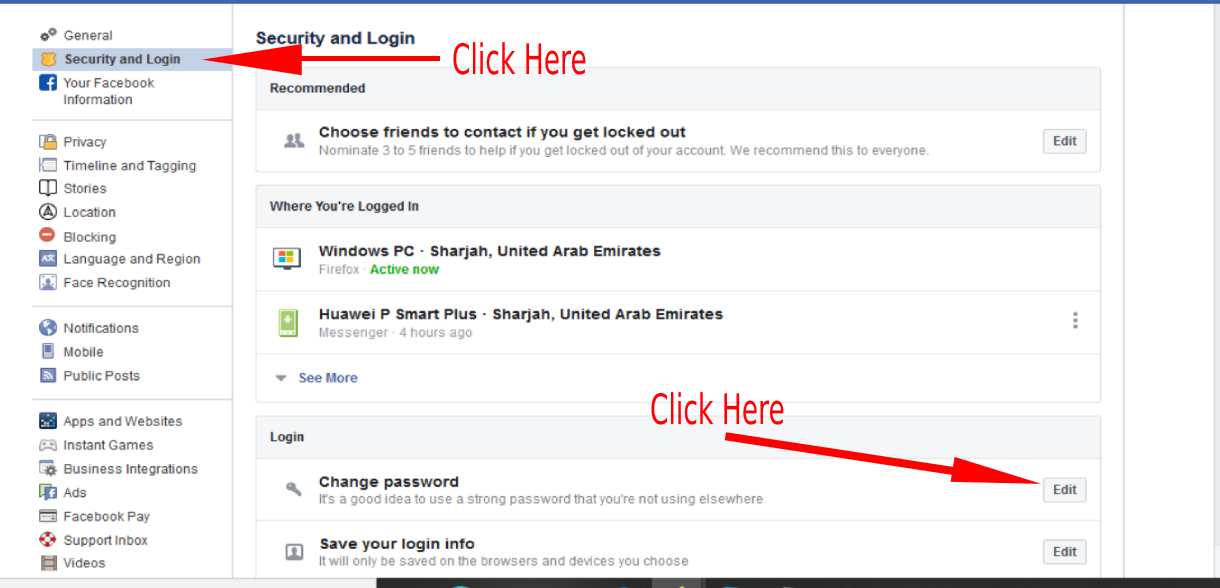 how to change facebook password