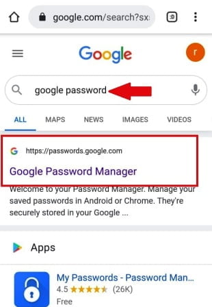 view saved passwords chrome android