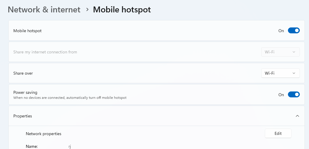 Disable Mobile hotspot Windows