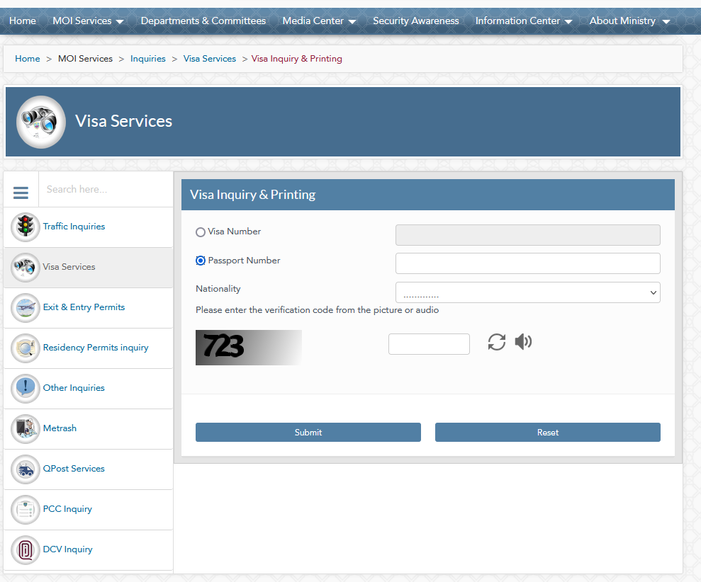 m o i qatar visa checking